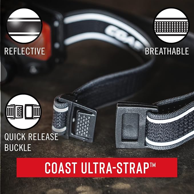 Coast WPH34R 2000 Lumen Waterproof Ultra Bright IP68 USB Rechargeable-Dual Power Headlamp, 6 Modes
