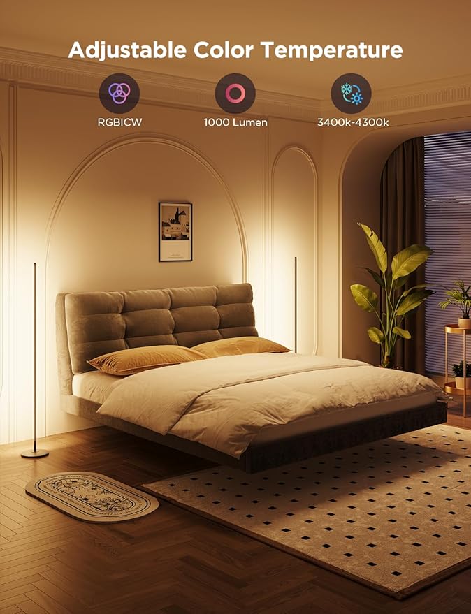 Govee RGBIC Floor Lamp Basic 2-Pack, Compatible with Alexa, LED Smart Standing Lamp with Voice