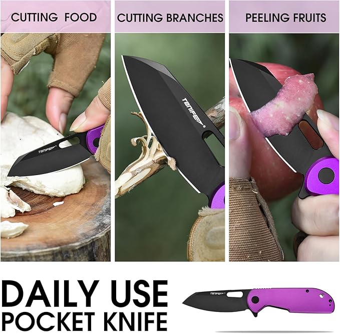 TONIFE Galaxy Mini Folding Knife with D2 Steel Blade and Aluminum Handle, EDC Pocket Tool for