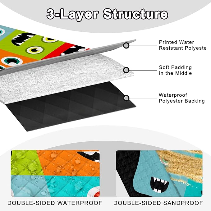 Extra Large Picnic Blanket Waterproof,80"x 80"Foldable Machine Washable Beach Blankets,Outdoor