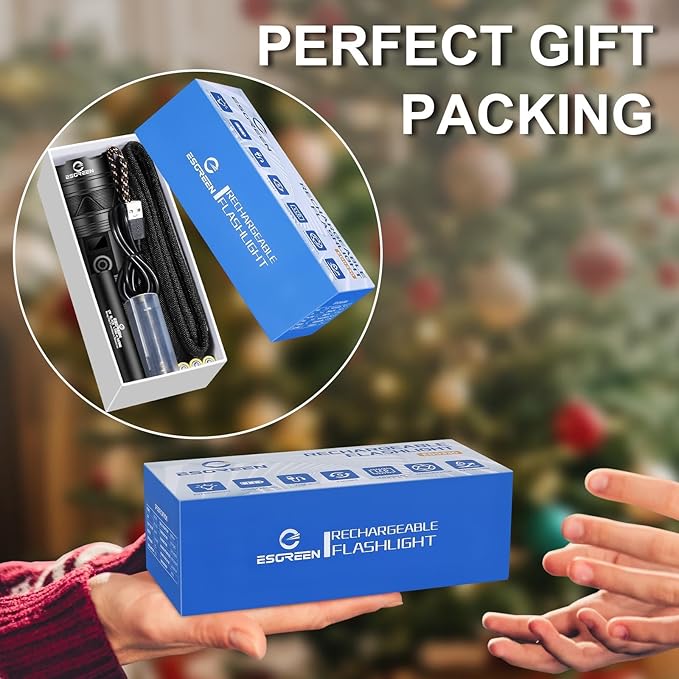 Rechargeable Flashlights 2000 High Lumens, Long Range 5000ft, Super Bright LED Flashlight USB C