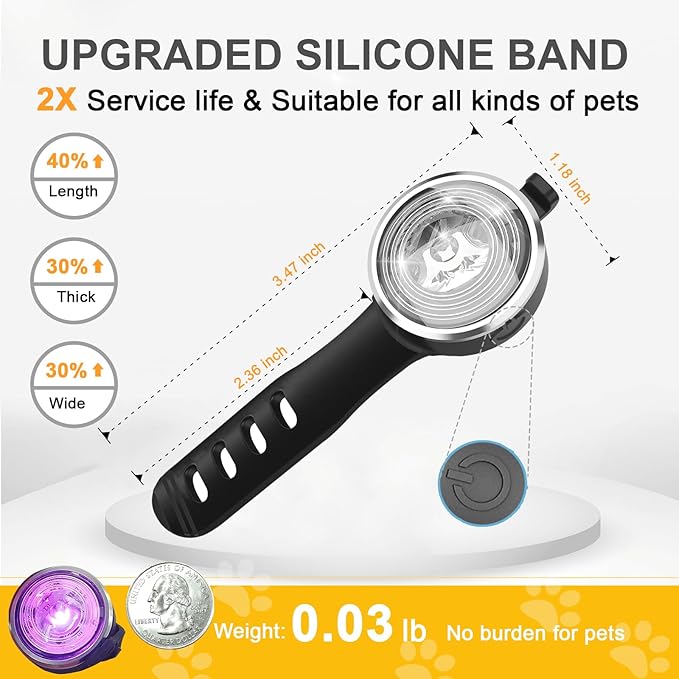 Tubasion 3-Pack Dog Lights for Night Walking, Upgraded 8 Modes Rechargeable Dog Collar Lights for