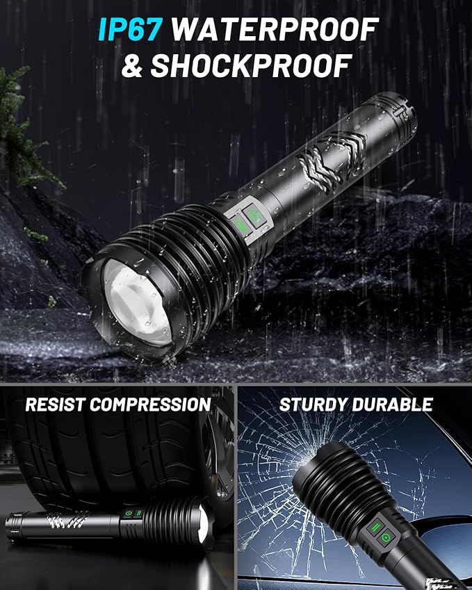 Powerful Flashlights 600000 High Lumens, 10000mAh Battery | 6 Modes with Fast Charge, Super Bright