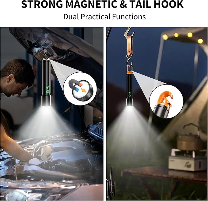 Rechargeable Magnetic Flashlights, LED High Lumens Flashlight Super Bright with 9 Modes, Waterproof