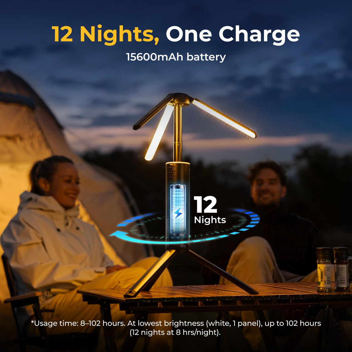 BougeRV Camping Lantern - 15600mAh, Rechargeable, Black - product view 2