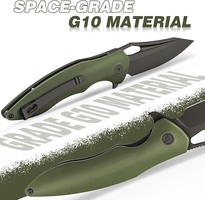 FINTISO Apollo Pocket Knife, 3.3" 14C28N Blade G10 Handle Folding Knife with Liner Lock, Small EDC
