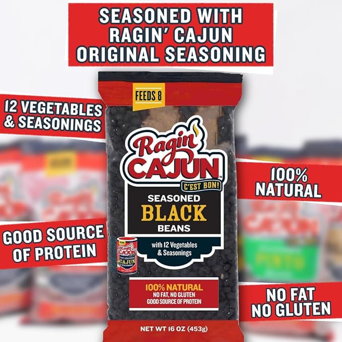 Seasoned Black Beans 16 oz Ragin Cajun (Pack of 4)