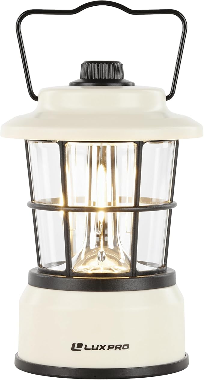 LUXPRO Retro LED Lantern - Battery-Powered Emergency Lantern - Water Resistant - Bright LED Lamp