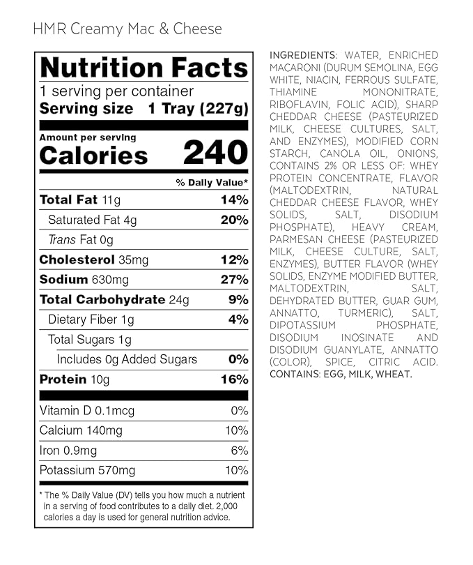 HMR Creamy Mac and Cheese Entrée | Pre-packaged Lunch or Dinner to Support Weight Loss | Ready to