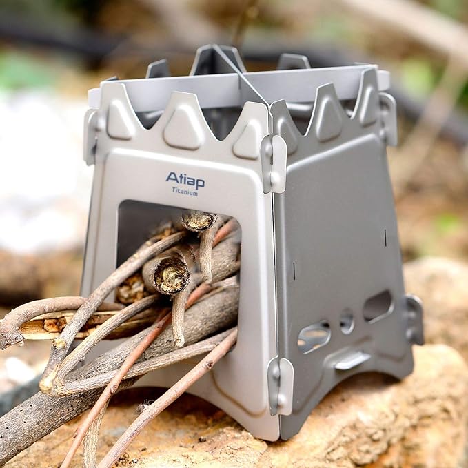Ultralight Titanium Wood Burning Stove Outdoor Camping Multi-Fuels Alcohol Stove BBQ Stove