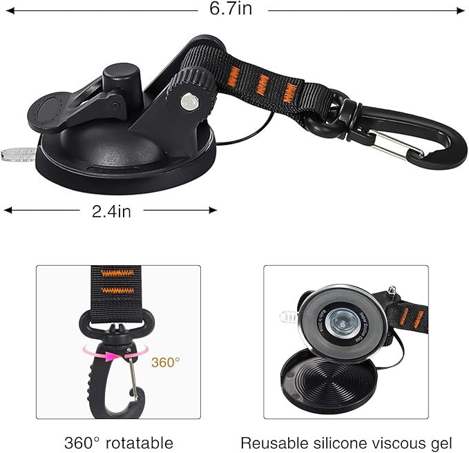 CONBOLA Suction Cups Hooks 4 Pieces Outdoor Car Camping Essentials Heavy Duty Upgraded Tie Down
