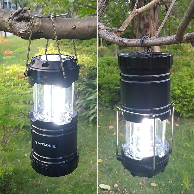 4 Pack Solar Lantern Camping Essentials Lights, LED USB Rechargeable Flashlight for Power Outages