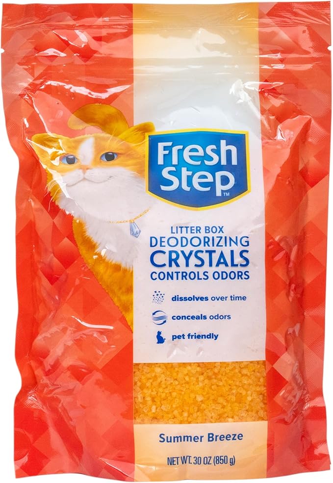 Fresh Step Cat Litter Crystals in Tropical Summer Breeze Scent - Cat Litter Box Deodorizer