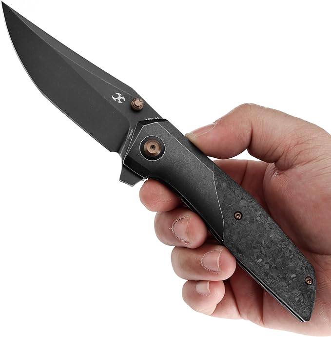 KANSEPT Deadite Pocket Folding Knives for Men Women Camping Hiking 3.52'' Blackwash CPM S35VN Blade