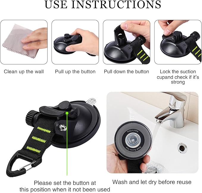 CONBOLA Suction Cups Hooks Heavy Duty Outdoor Car Camping Essentials 4 Pieces Upgraded Tie Down