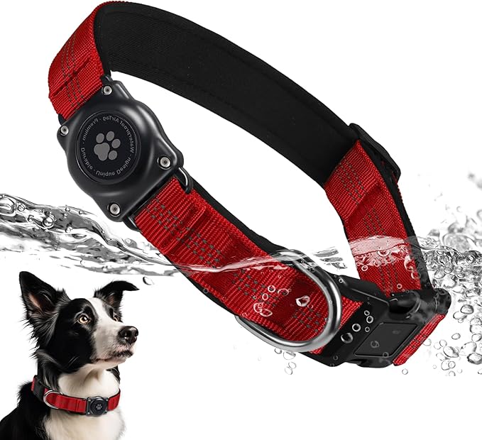 Upgraded AirTag Dog Collar, IP68 Waterproof Air Tag Dog Collar Holder, Reflective, Ultra-Durable