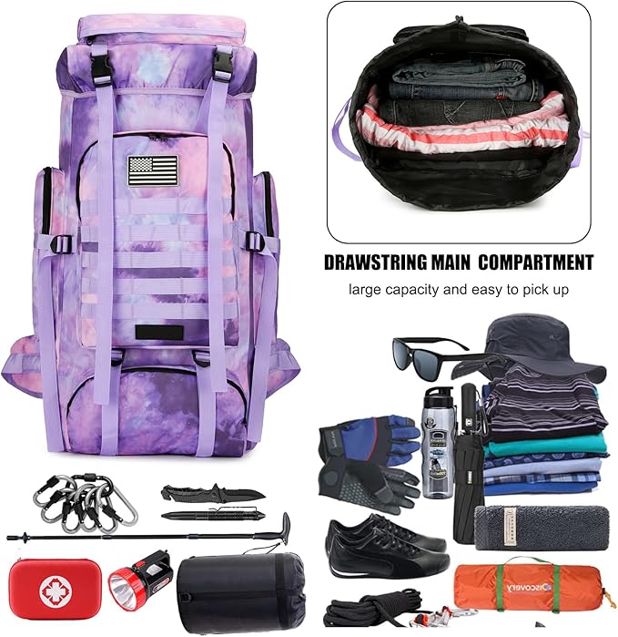 Hiking Backpack for Men 70L/100L Camping Backpack Military Rucksack Molle 3 Days Assault Pack for