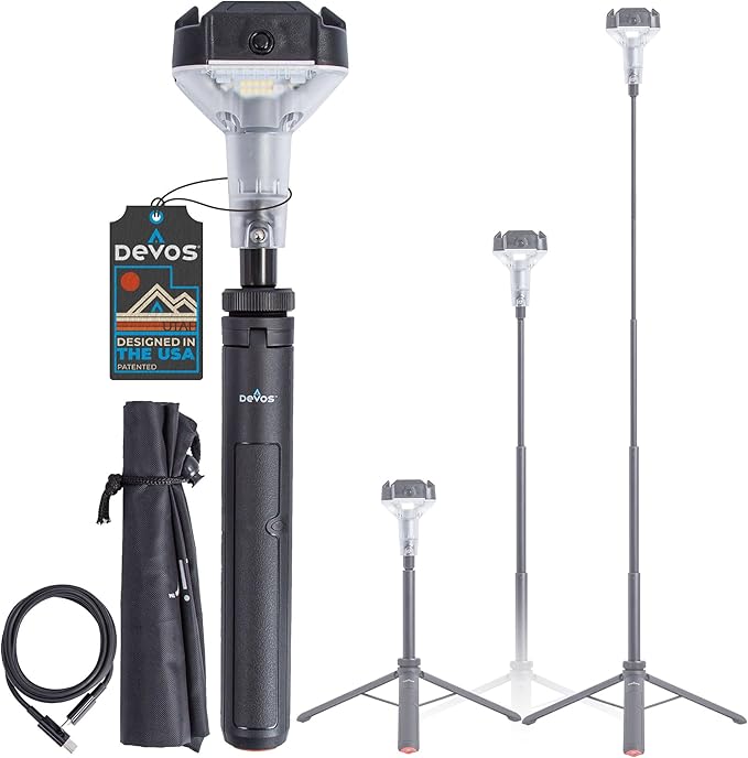 DEVOS - LIGHTRANGER 800 Mini Telescoping Camp Light, 4.5 Tall with 800 Lumens, Ultra Compact &