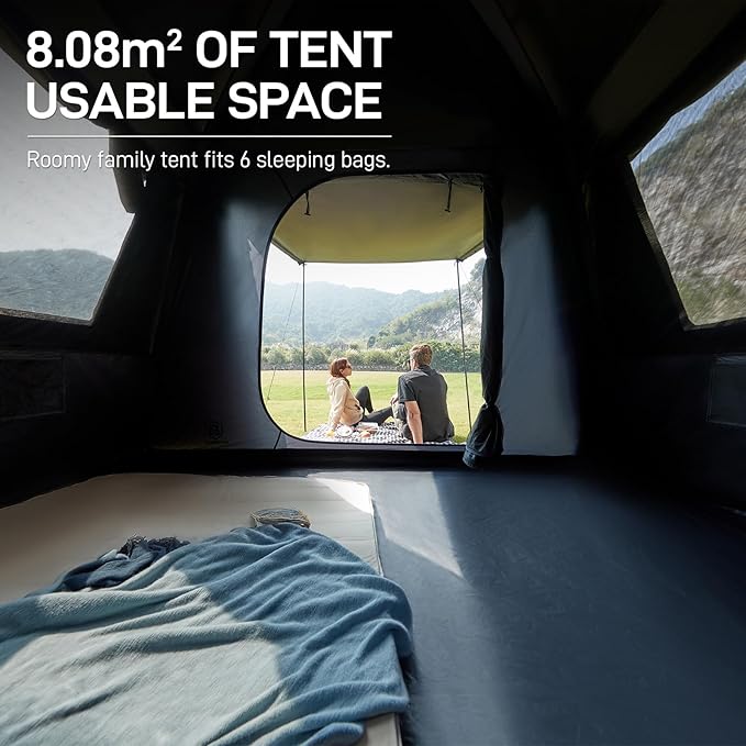 EVER ADVANCED Blackout Design 6 Person Camping Tent, Instant Cabin Tent for Family with Vestibule