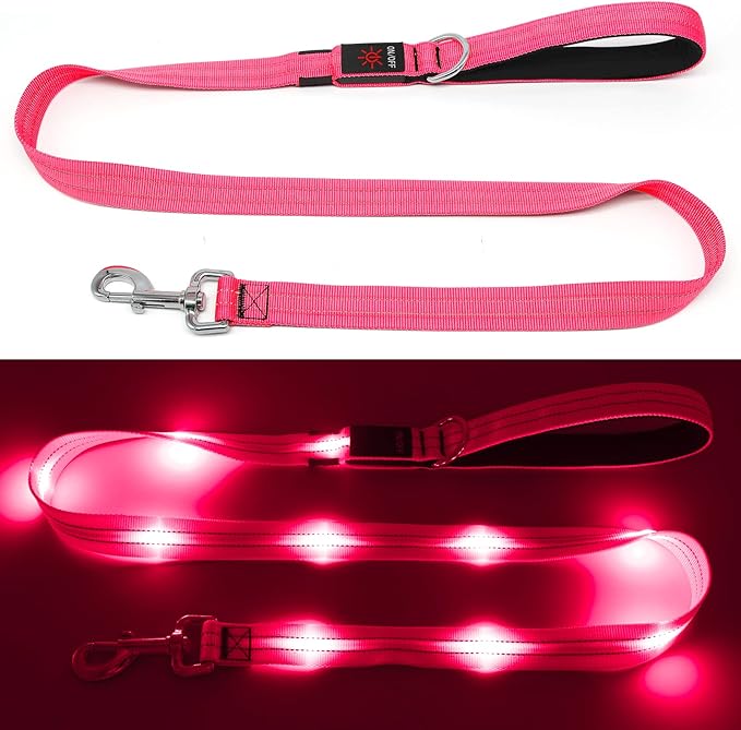 4 Ft Led Dog Leash, Rechargeable Light Up Dog Leash Waterproof, Safety Glow in The Dark Dog Leash
