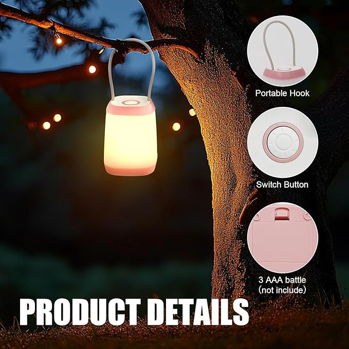 EXTRASTAR 2 Pack LED Battery Operated Lights, Portable LED Tent Lantern, IPX4 Water Resistant, 3