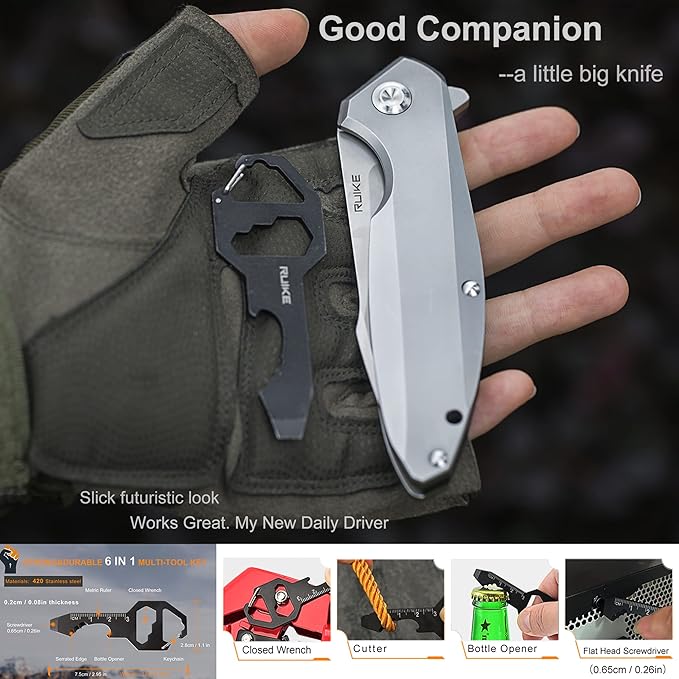 Ruike Pocket Camping Folding Knife,14c28n,Frame Lock,Ball Bearing,Flipper Fast Opening,Harnd 3.66"