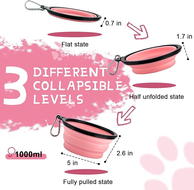 Collapsible Dog Bowls for Travel, 2-Pack Dog Portable Water Bowl for Dogs Cats Pet Foldable Feeding