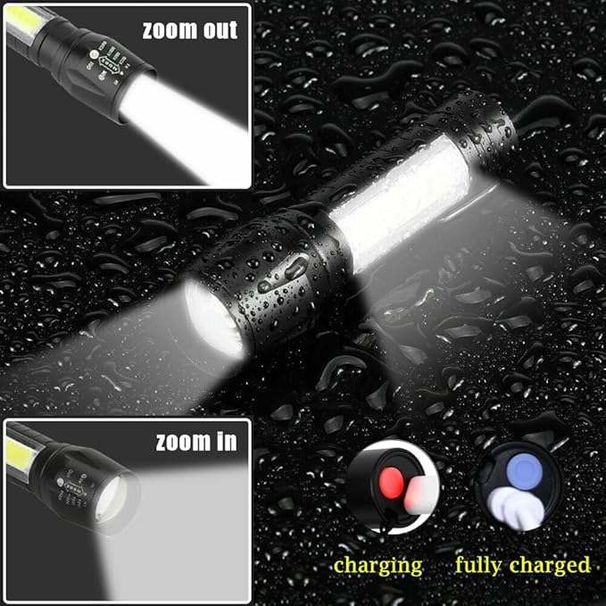 Led Flashlight Rechargeable USB Torch Mini Small Light Super Bright Handheld Tiny Portable Pocket