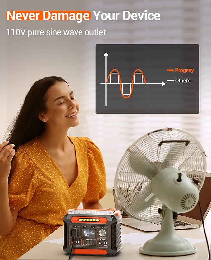 PROGENY 300W Portable Power Station, 299Wh/80818mAh Solar Generator, Regulated DC Output Backup
