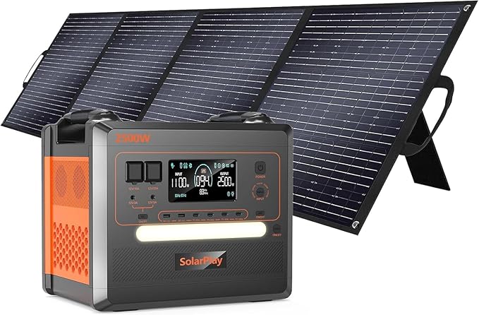SolarPlay 2500W Portable Power Station(Peak 4800W), 2304Wh Solar Generator with 200W Solar Panel