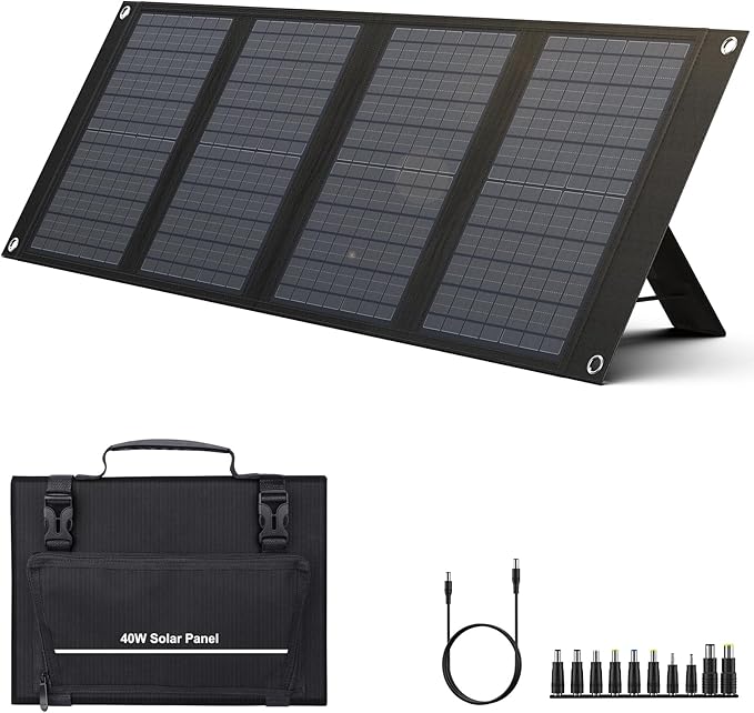 40 Watt Portable Solar Panel for 100W~200W Portable Power Station, Foldable Solar Charger with