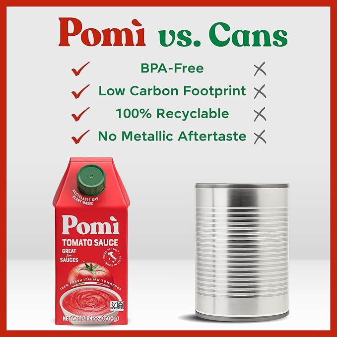 Pomì Tomato Sauce 17.64oz (Pack of 12) - Creamy, Velvety Italian Sauce with a Touch of Salt, No