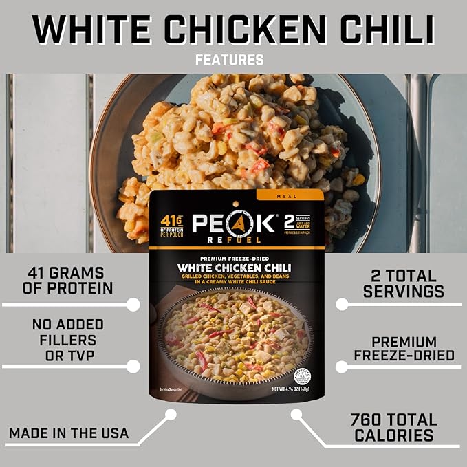 Peak Refuel White Chicken Chili | 41g Protein | 760 Calories | 100% Real Meat | Premium Freeze