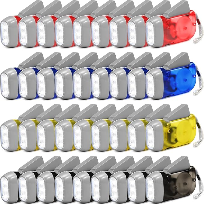 Treela 36 Pcs Hand Crank Flashlights Operation Christmas Bulk Items Squeeze Flashlight No Battery