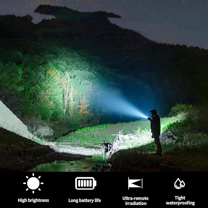 9 Pack Heavy Duty 2-Cell D Battery LED Big Flashlights Bulk, High Lumens, Single Mode, Aluminum