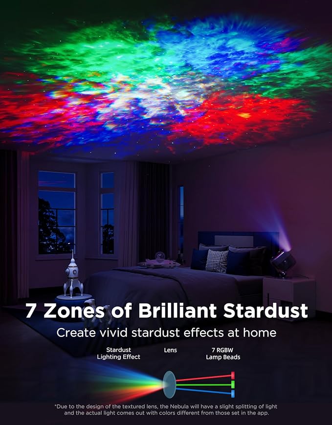 Govee Star Projector Lights, 7-Zone Colorful Nebula Effect, Work with Matter, 540ft² Coverage, LED