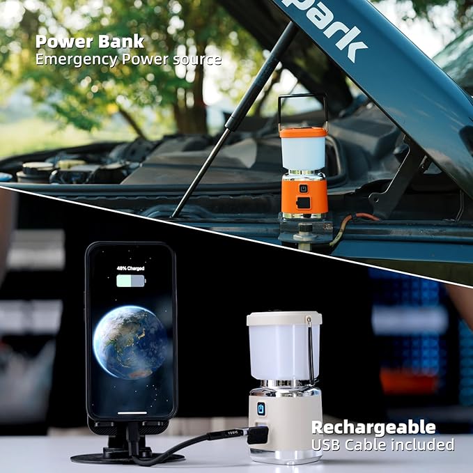 Allspark LED Camping Lantern Rechargeable,Dimmable Magnetic Camping Light,1000LM, 4 Light