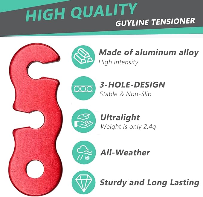 30Pcs Guyline Tensioner Aluminum Alloy Guy Line Cord Adjusters Tent Rope Tensioners Paracord