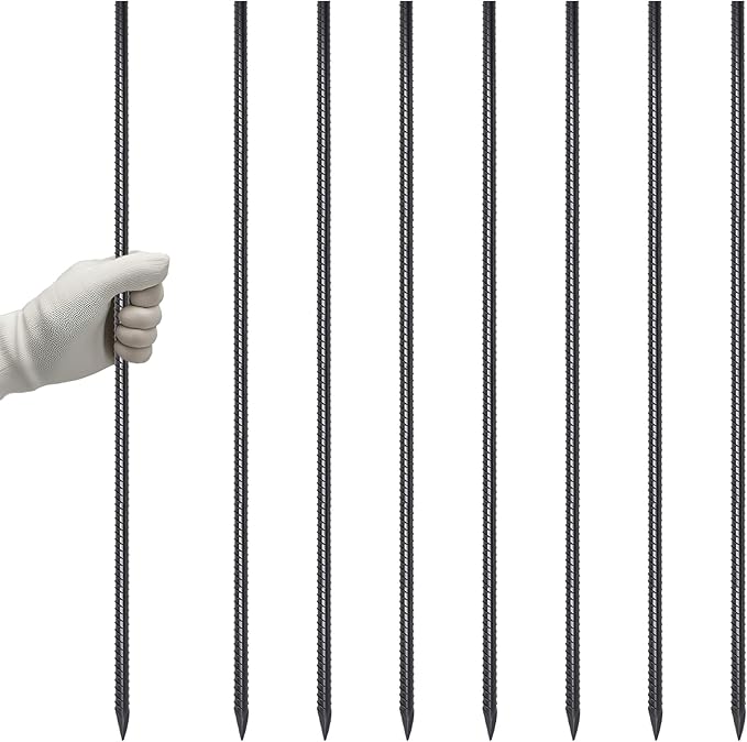 VVOKGO RebarStakes 36 Inch Ground Rebar Stakes (8 pcs), Heavy Duty Hook Ground Anchors, Steel Plant