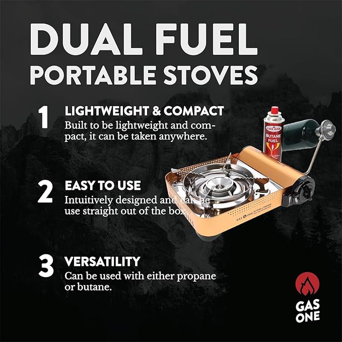 Gas ONE GS-4000P - Camp Stove - Premium Propane or Butane Stove with Convenient Carrying Case