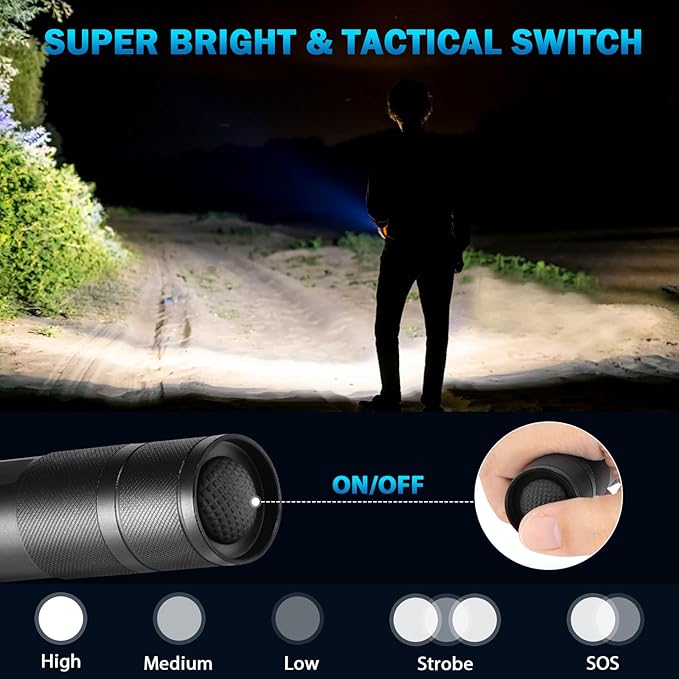 6Pack LED Flashlights High Lumens, 5Mode Tactical Flashlight for Home, Small Flashlights Powerful