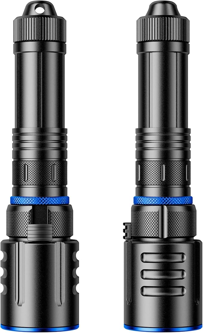 1000 Lumens Dive Light, Waterproof IPX8 100M, Rechargeable LED Flashlight with 11° Beam Angle
