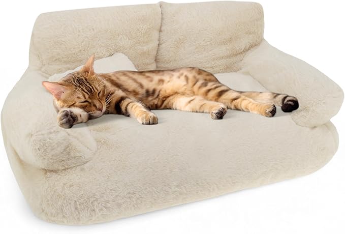 Cat Sofa, Pet Bed with Bolstered Edges, Extra Plush Sponge Padding, Cat Beds for Indoor with