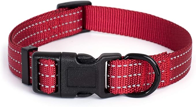 Mile High Life Dog Collar | Nylon Reflective Dog Collars | Light Weight Puppy Collars | Red Dog