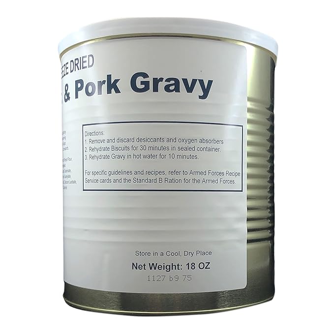 Military Surplus Freeze-Dried Biscuits and Pork Gravy ??18 oz, Emergency Survival food Supply, Meal