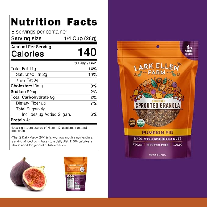Lark Ellen Farm Grain-Free Granola, Certified Organic Raw Sprouted Vegan Clusters, Paleo & Crunchy