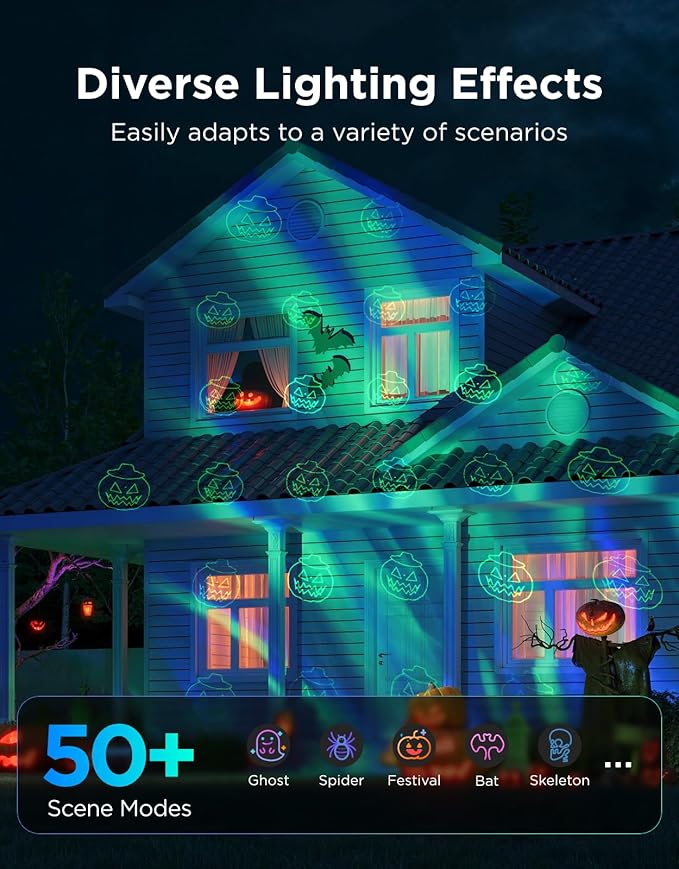 Govee Outdoor Projector Light, Upgraded Aurora Star Projector with 16 RGB Patterns, 50+ Scene Modes