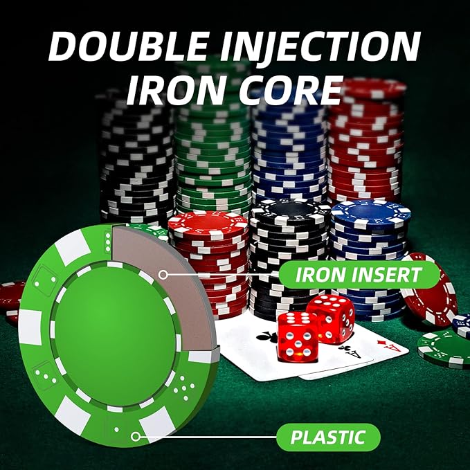 Poker Chip Set - 500PCS Poker Chips with Aluminum Case, 11.5 Gram Chips for Texas Holdem