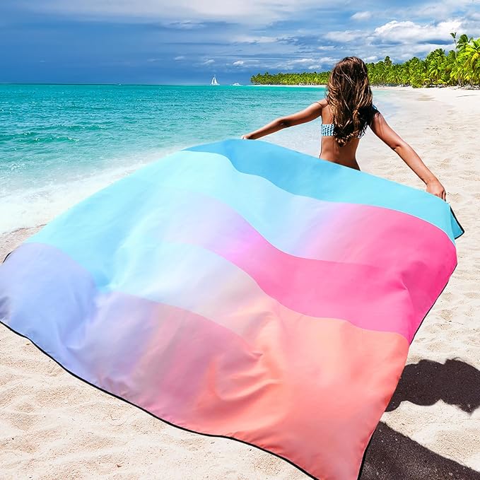 Beach Blanket Waterproof Sandproof Beach Mat 79" X 83"/10'x9'for 2-8 Adults Quick Drying Outdoor