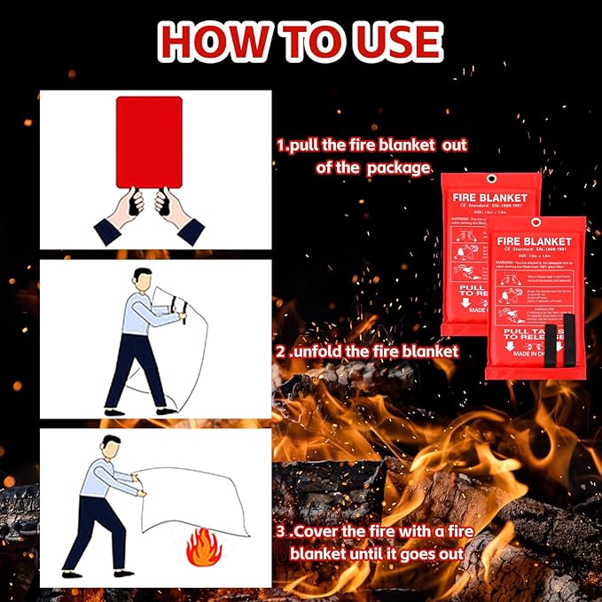 Macarrie 12 Pack 39??x 39??Fire Blanket Emergency for Home and Kitchen Safety Suppression Blanket